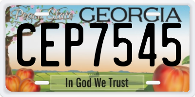 GA license plate CEP7545