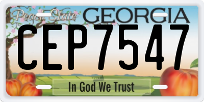 GA license plate CEP7547