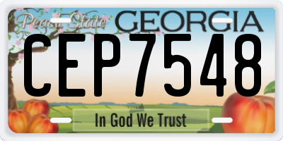 GA license plate CEP7548