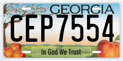 GA license plate CEP7554