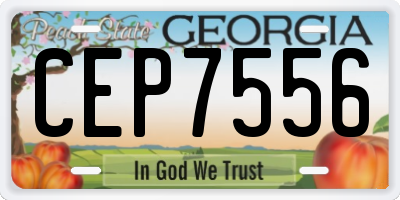 GA license plate CEP7556