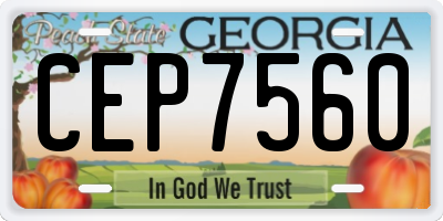 GA license plate CEP7560