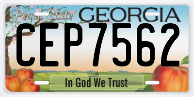 GA license plate CEP7562