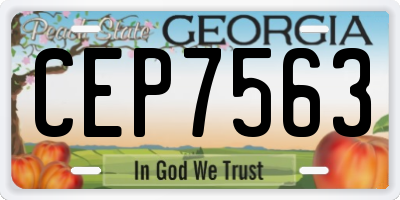 GA license plate CEP7563