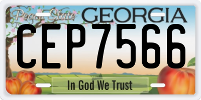 GA license plate CEP7566