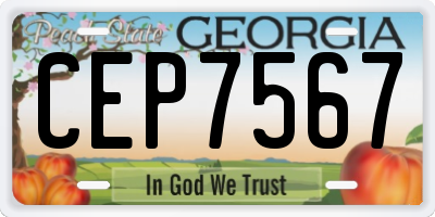 GA license plate CEP7567