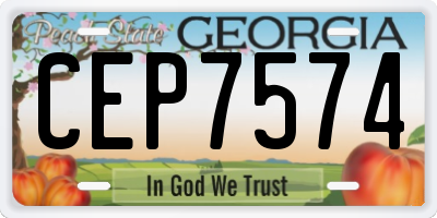 GA license plate CEP7574