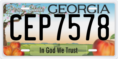GA license plate CEP7578