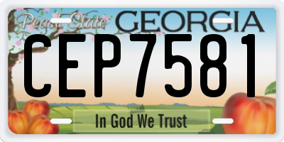 GA license plate CEP7581