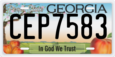 GA license plate CEP7583