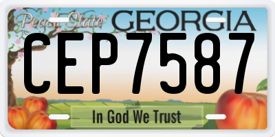 GA license plate CEP7587