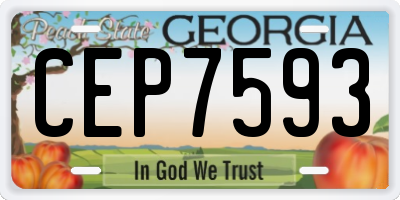 GA license plate CEP7593