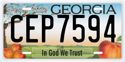 GA license plate CEP7594