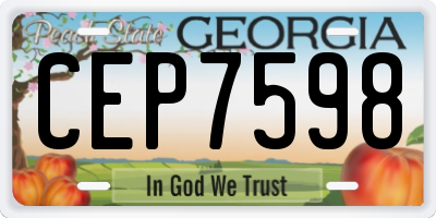 GA license plate CEP7598