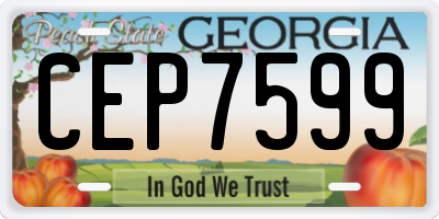 GA license plate CEP7599