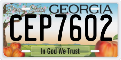 GA license plate CEP7602