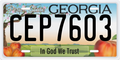 GA license plate CEP7603