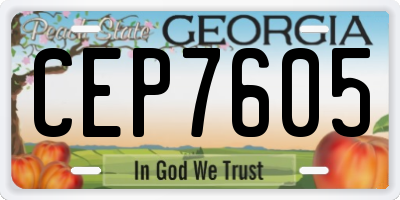 GA license plate CEP7605