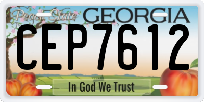 GA license plate CEP7612