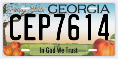 GA license plate CEP7614