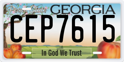 GA license plate CEP7615