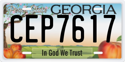 GA license plate CEP7617
