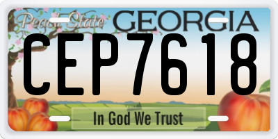 GA license plate CEP7618