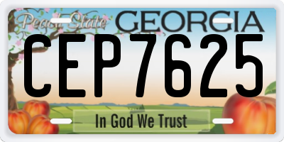 GA license plate CEP7625