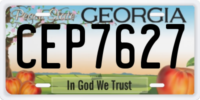 GA license plate CEP7627