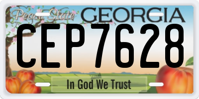 GA license plate CEP7628