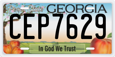 GA license plate CEP7629