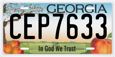 GA license plate CEP7633