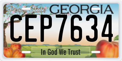 GA license plate CEP7634