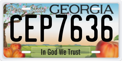 GA license plate CEP7636
