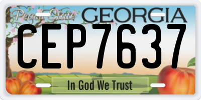 GA license plate CEP7637