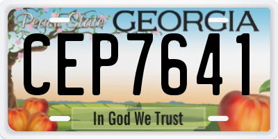 GA license plate CEP7641