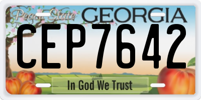 GA license plate CEP7642
