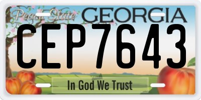 GA license plate CEP7643