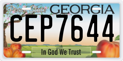 GA license plate CEP7644
