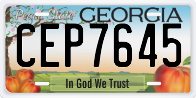 GA license plate CEP7645