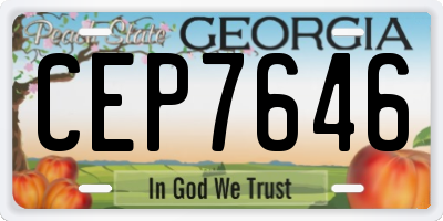 GA license plate CEP7646