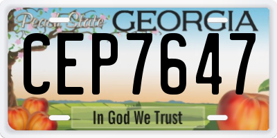 GA license plate CEP7647