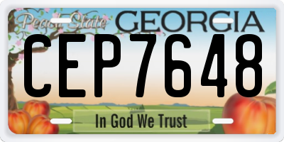 GA license plate CEP7648