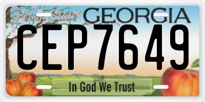 GA license plate CEP7649