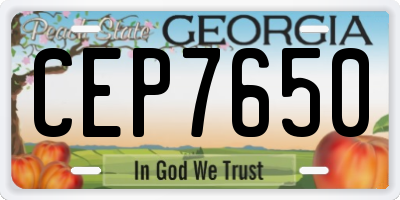 GA license plate CEP7650