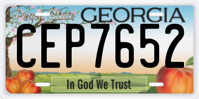 GA license plate CEP7652