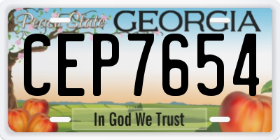 GA license plate CEP7654