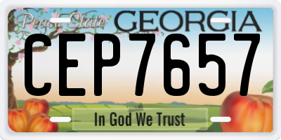 GA license plate CEP7657