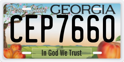 GA license plate CEP7660