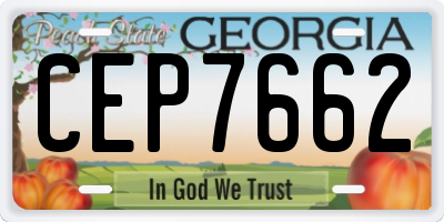 GA license plate CEP7662